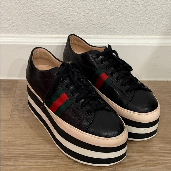Gucci Women's Black and Red Platform Sneakers 9.5 - Picture 1 of 12